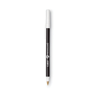 PrevaGuard Round Stic Pen, Stick, Medium 1 mm, Black Ink, Black Barrel, Dozen