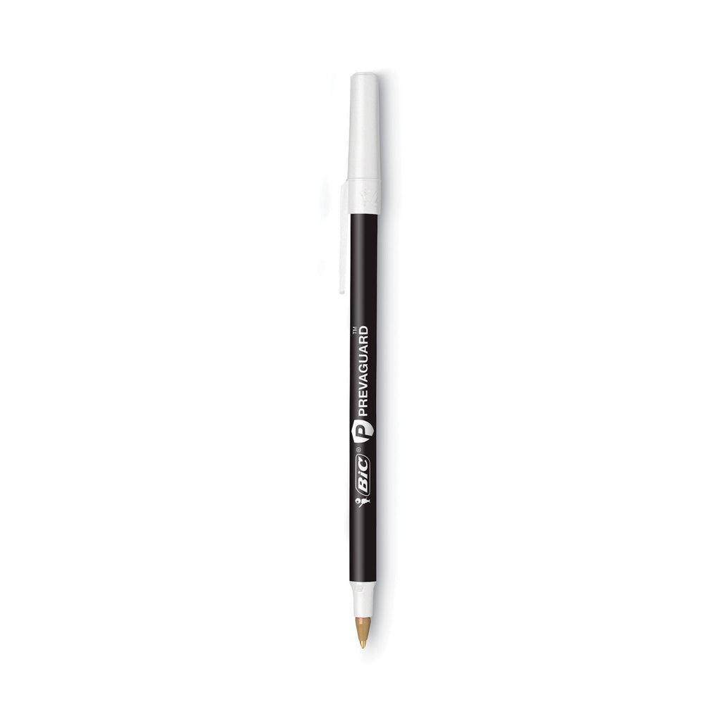 PrevaGuard Round Stic Pen, Stick, Medium 1 mm, Black Ink, Black Barrel, 8/Pack