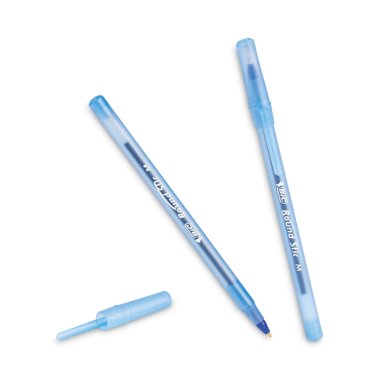 Round Stic Xtra Life Ballpoint Pen Value Pack, Stick, Medium 1 mm, Blue Ink, Translucent Blue Barrel, 60/Box