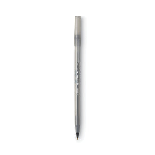 Round Stic Xtra Life Ballpoint Pen Value Pack, Stick, Medium 1 mm, Black Ink, Translucent Frost Barrel, 60/Box