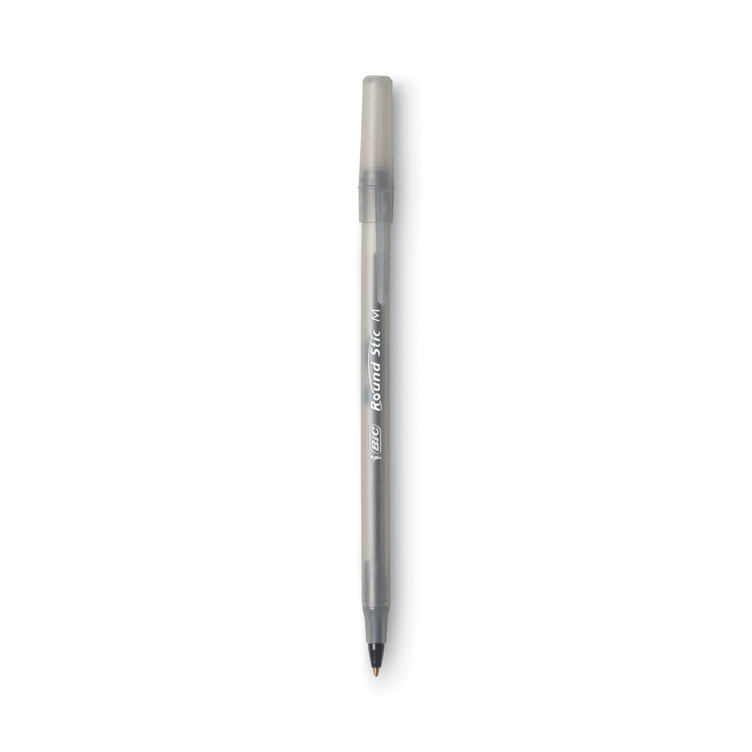 Round Stic Xtra Life Ballpoint Pen Value Pack, Stick, Medium 1 mm, Black Ink, Translucent Frost Barrel, 60/Box