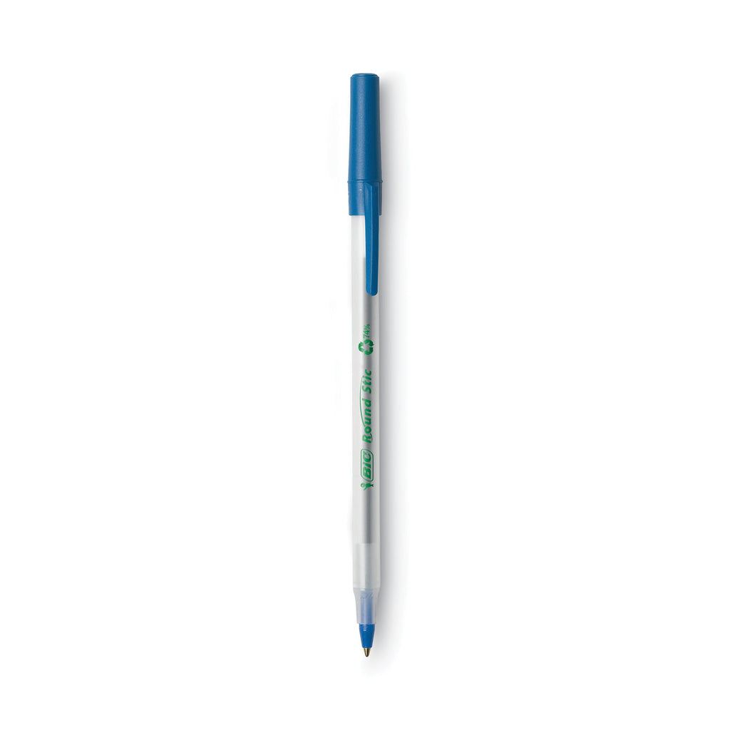 Ecolutions Round Stic Ballpoint Pen Value Pack, Stick, Medium 1 mm, Blue Ink, Clear Barrel, 50/Pack