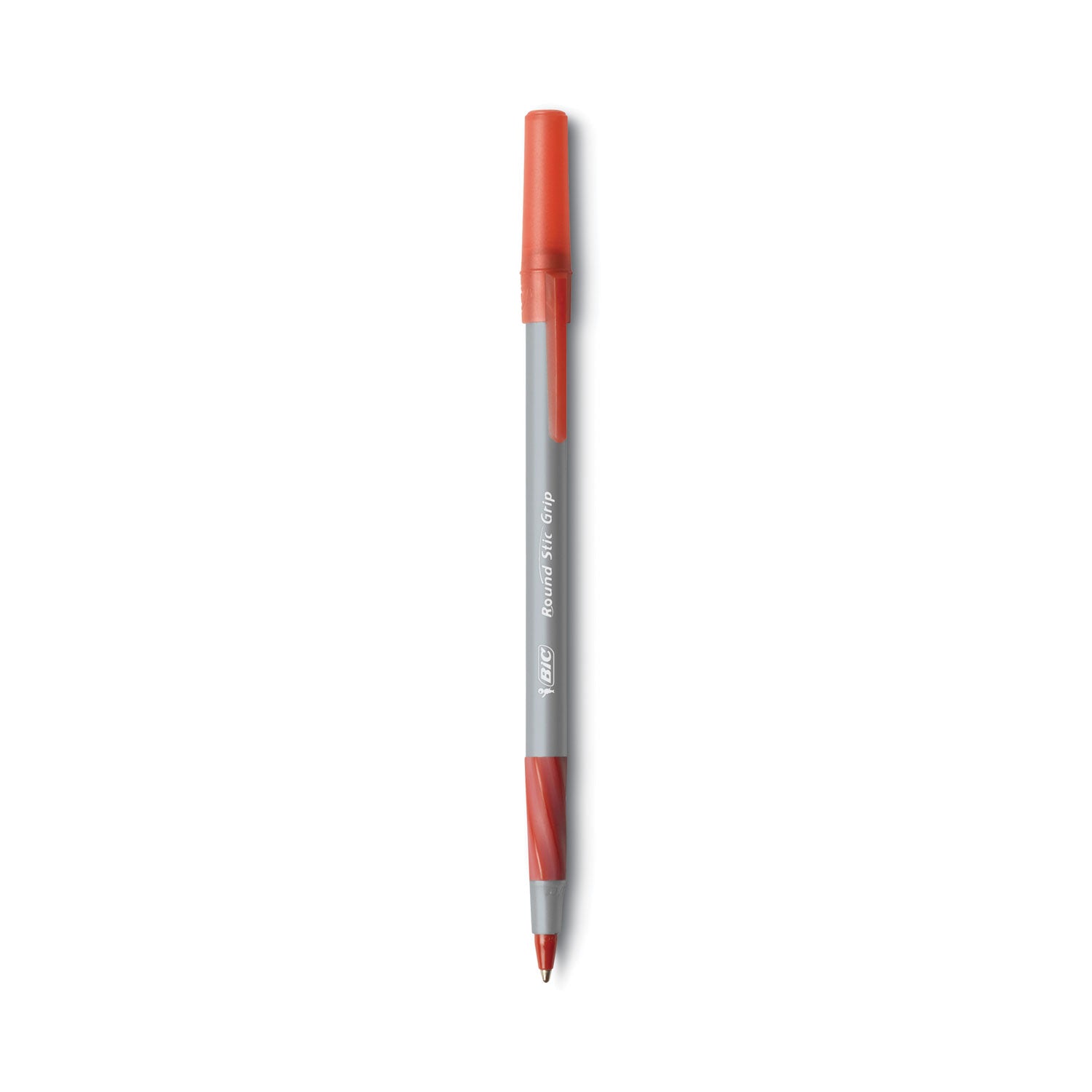 Round Stic Grip Xtra Comfort Ballpoint Pen, Easy-Glide, Stick, Medium 1.2 mm, Red Ink, Gray/Red Barrel, Dozen - 