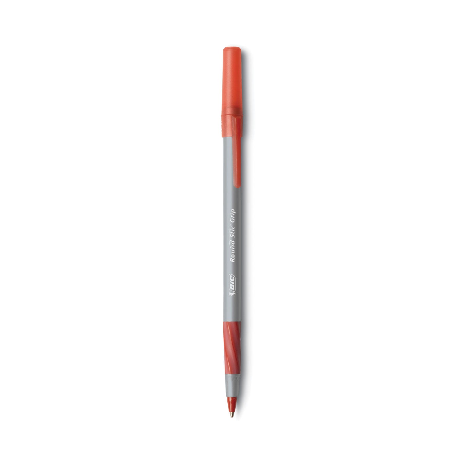 Round Stic Grip Xtra Comfort Ballpoint Pen, Easy-Glide, Stick, Medium 1.2 mm, Red Ink, Gray/Red Barrel, Dozen
