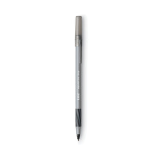 Round Stic Grip Xtra Comfort Ballpoint Pen Value Pack, Easy-Glide, Stick, Medium 1.2 mm, Black Ink, Gray/Black Barrel, 36/PK