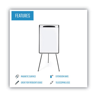Magnetic Gold Ultra Dry Erase Tripod Easel with Extension Arms, 32" to 72", Black/Silver