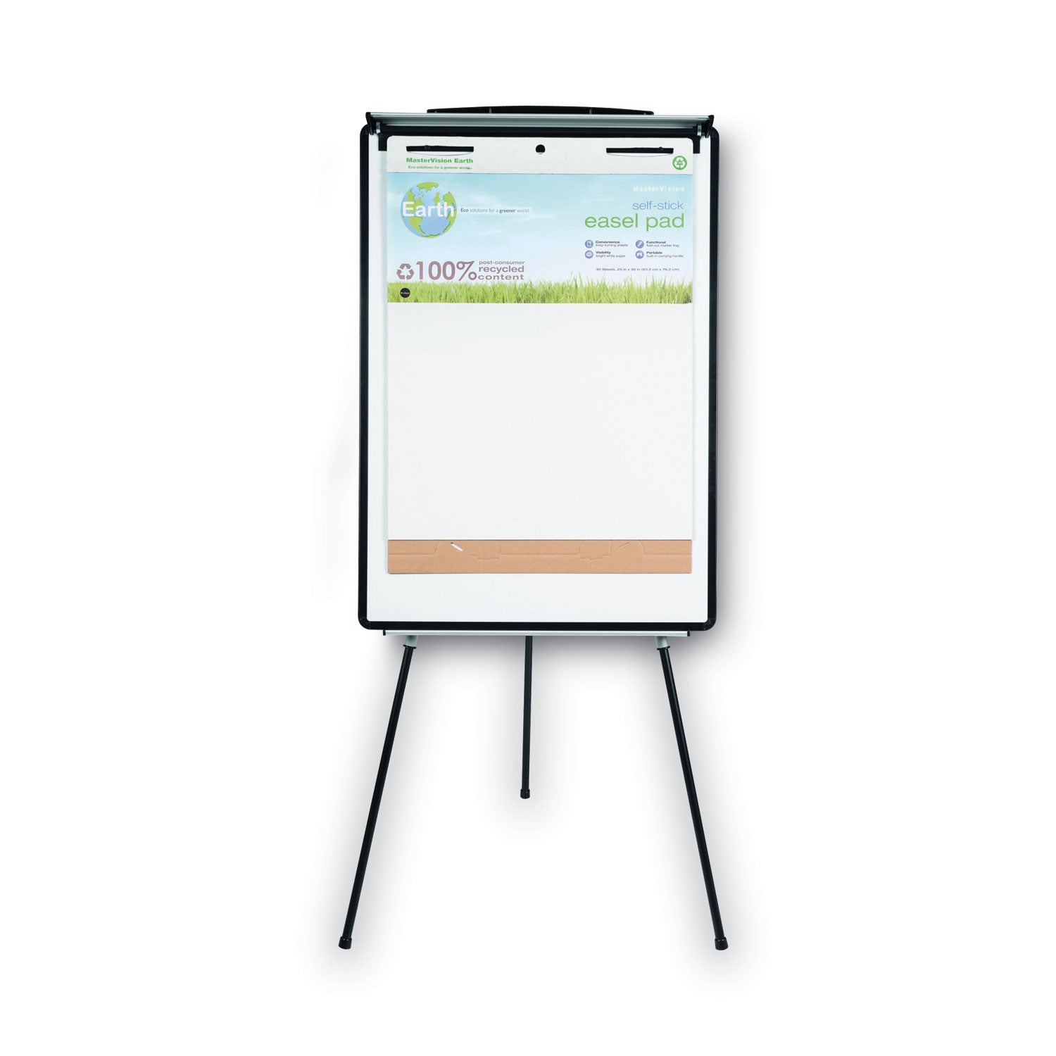 Magnetic Gold Ultra Dry Erase Tripod Easel with Extension Arms, 32" to 72", Black/Silver - 