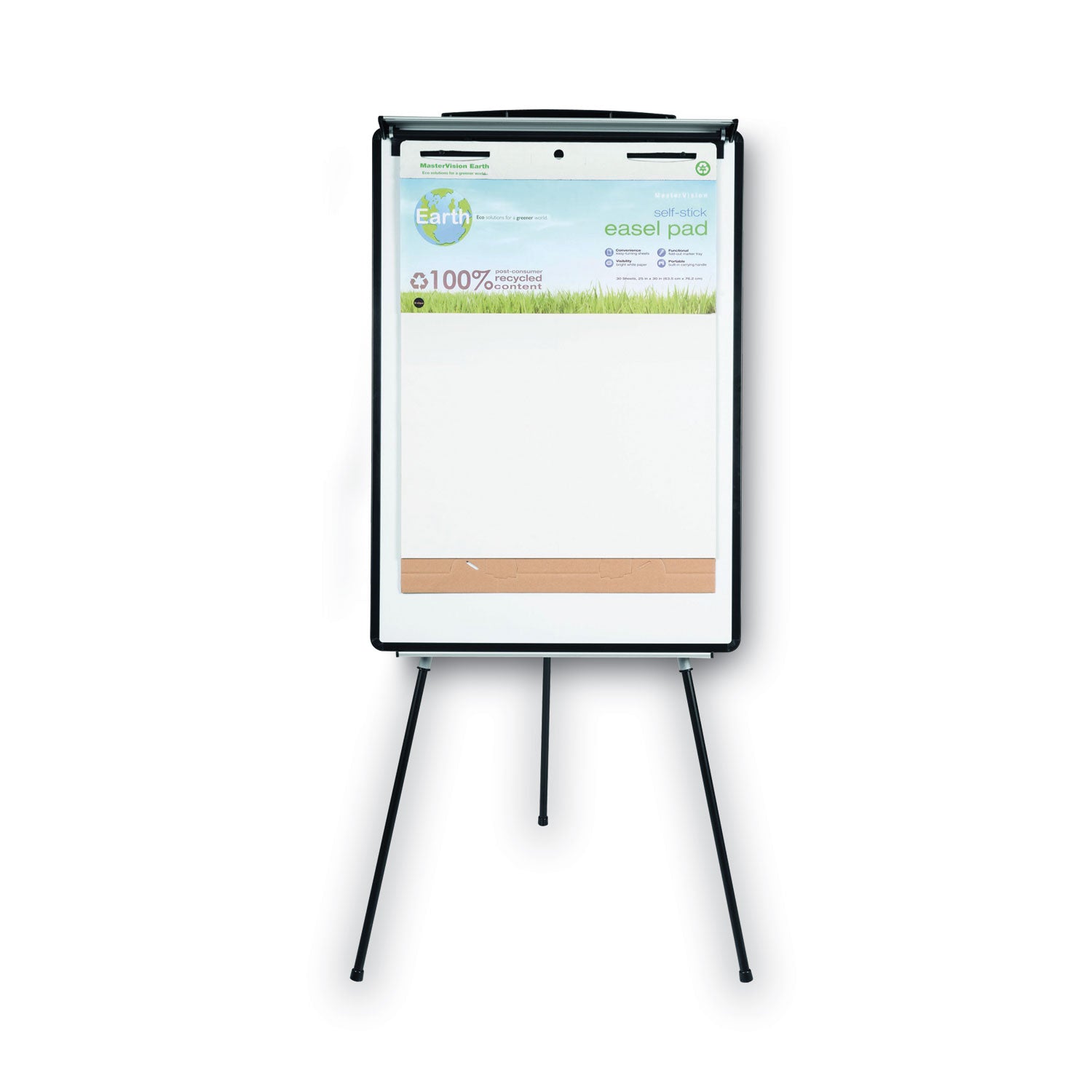 Magnetic Gold Ultra Dry Erase Tripod Easel with Extension Arms, 32" to 72", Black/Silver