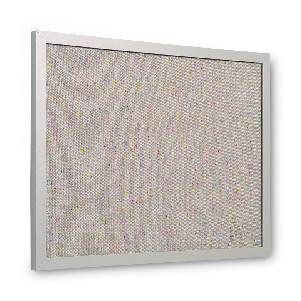 Designer Fabric Bulletin Board, 24 x 18, Gray Surface, Gray MDF Wood Frame - 