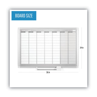 Magnetic Dry Erase Calendar Board, Weekly Calendar, 36 x 24, White Surface, Silver Aluminum Frame - 