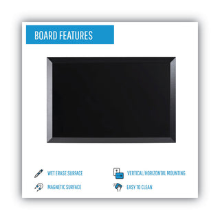Kamashi Wet-Erase Board, 36 x 24, Black Surface, Black Wood Frame - 