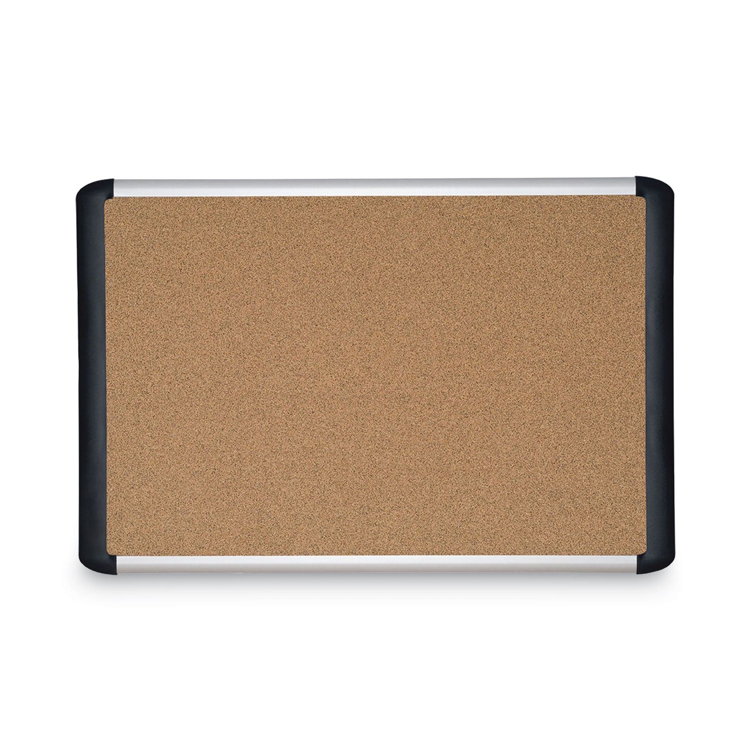 Tech Cork Board, 48 x 36, Tan Surface, Silver/Black Aluminum Frame - 