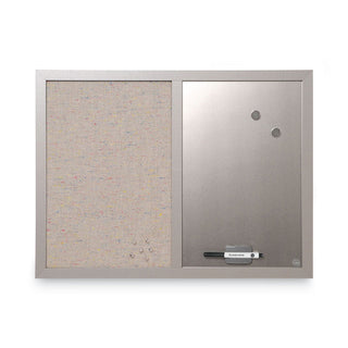 Designer Combo Fabric Bulletin/Dry Erase Board, 24 x 18, Multicolor/Gray Surface, Gray MDF Wood Frame - 