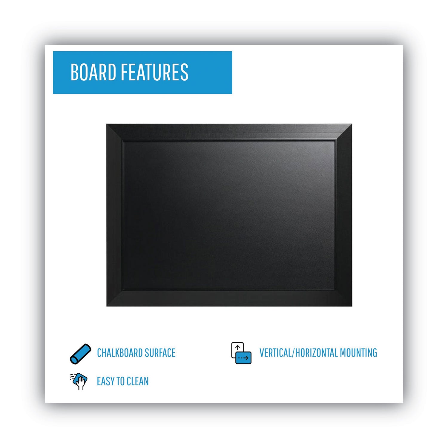 Kamashi Chalk Board, 36 x 24, Black Surface, Black Wood Frame