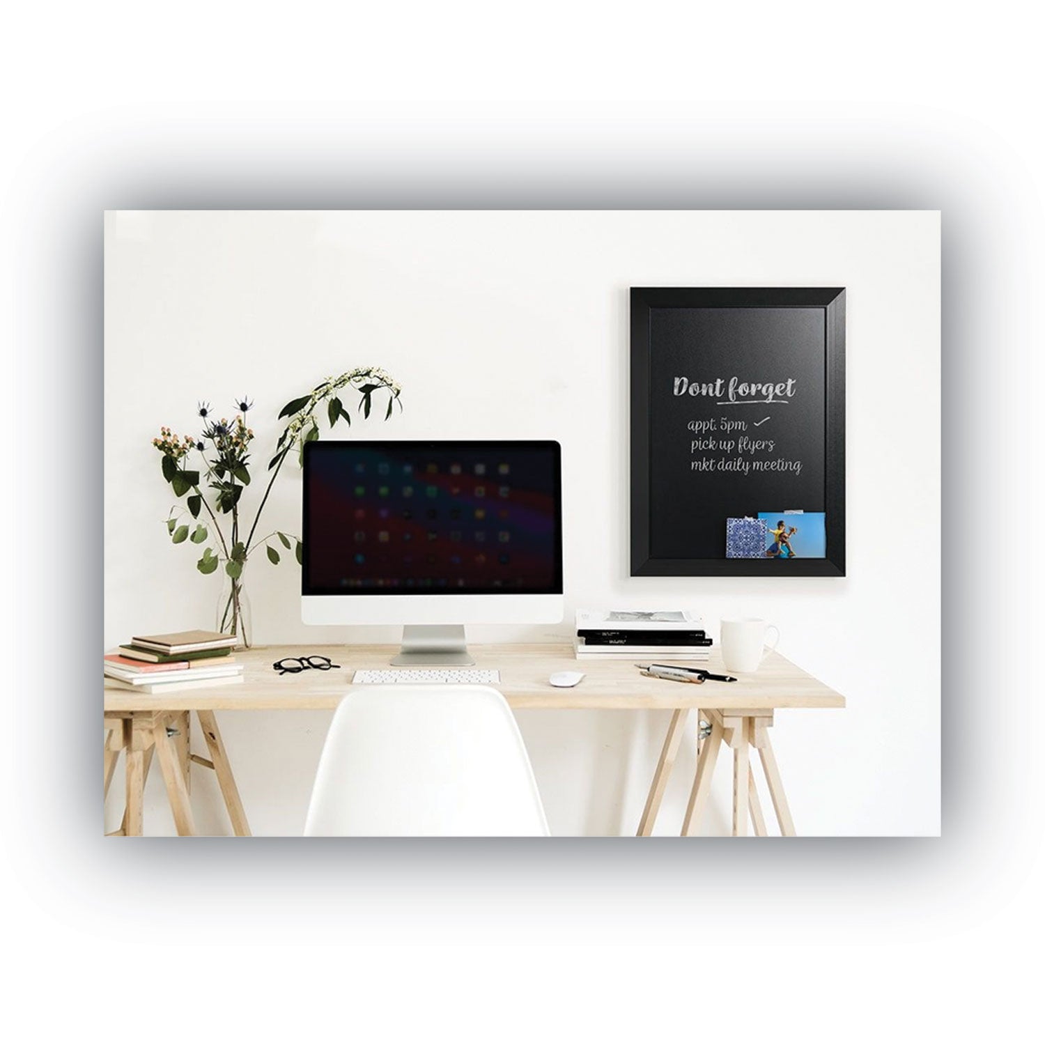 Kamashi Chalk Board, 36 x 24, Black Surface, Black Wood Frame