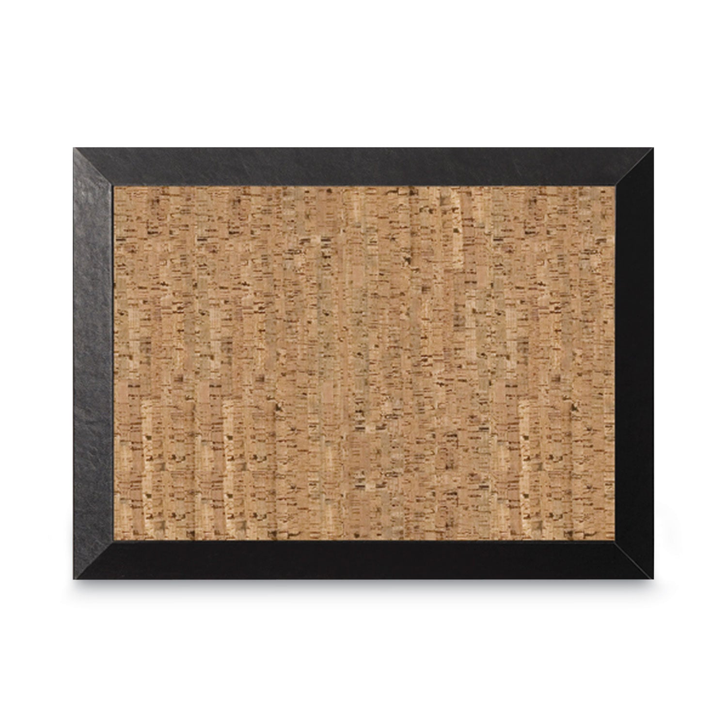 Natural Cork Bulletin Board, 24 x 18, Tan Surface, Black Wood Frame - 