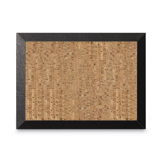 Natural Cork Bulletin Board, 24 x 18, Tan Surface, Black Wood Frame - 