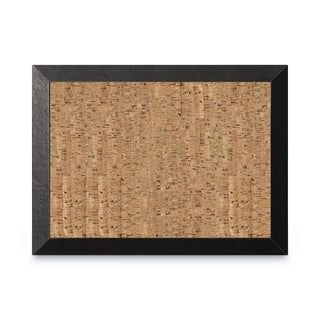 Natural Cork Bulletin Board, 36 x 24, Tan Surface, Black Wood Frame - 