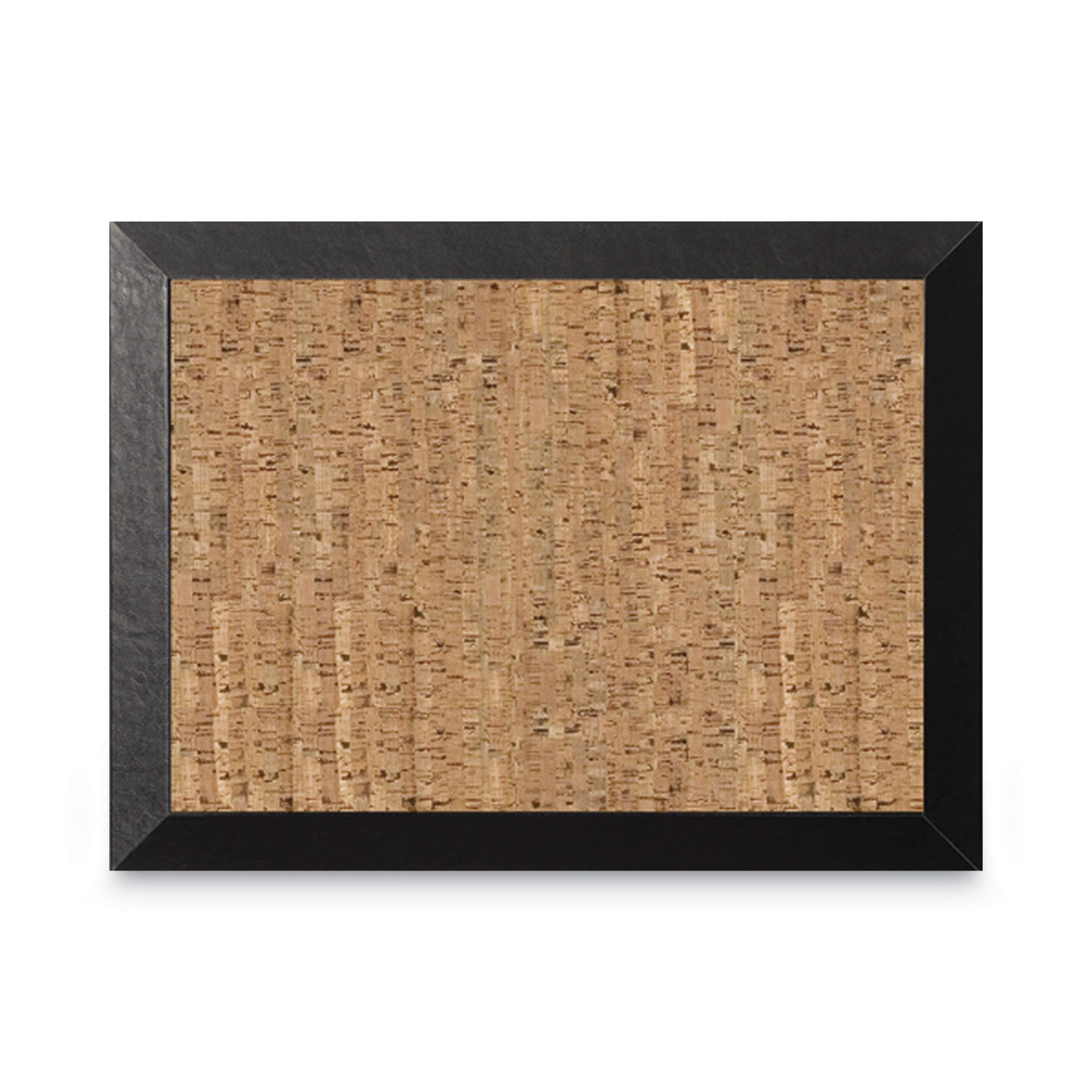 Natural Cork Bulletin Board, 36 x 24, Tan Surface, Black Wood Frame - 