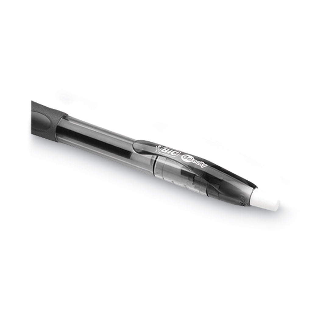 Gel-ocity Gel Pen, Retractable, Medium 0.7 mm, Black Ink, Translucent Black Barrel, Dozen