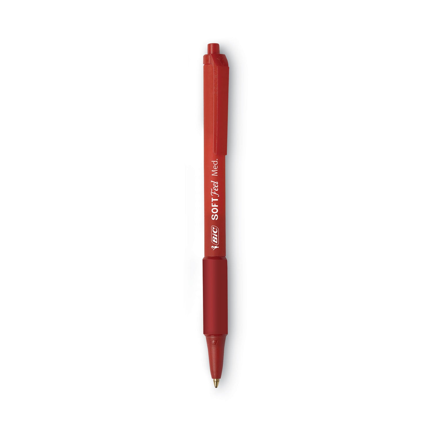 Soft Feel Ballpoint Pen, Retractable, Medium 1 mm, Red Ink, Red Barrel, Dozen - 