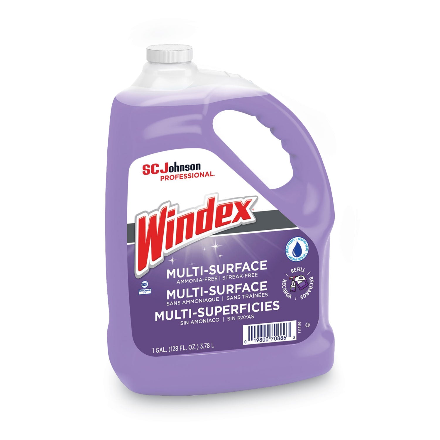 Non-Ammoniated Glass/Multi Surface Cleaner, Pleasant Scent, 128 oz Bottle