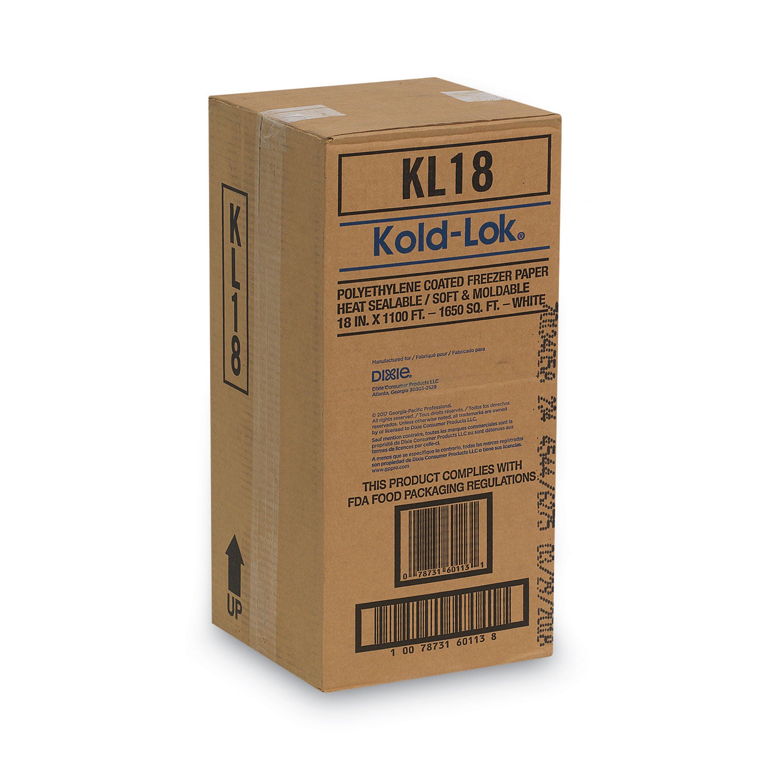 Kold-Lok Polyethylene-Coated Freezer Paper Roll, 18" x 1,100 ft, White - 