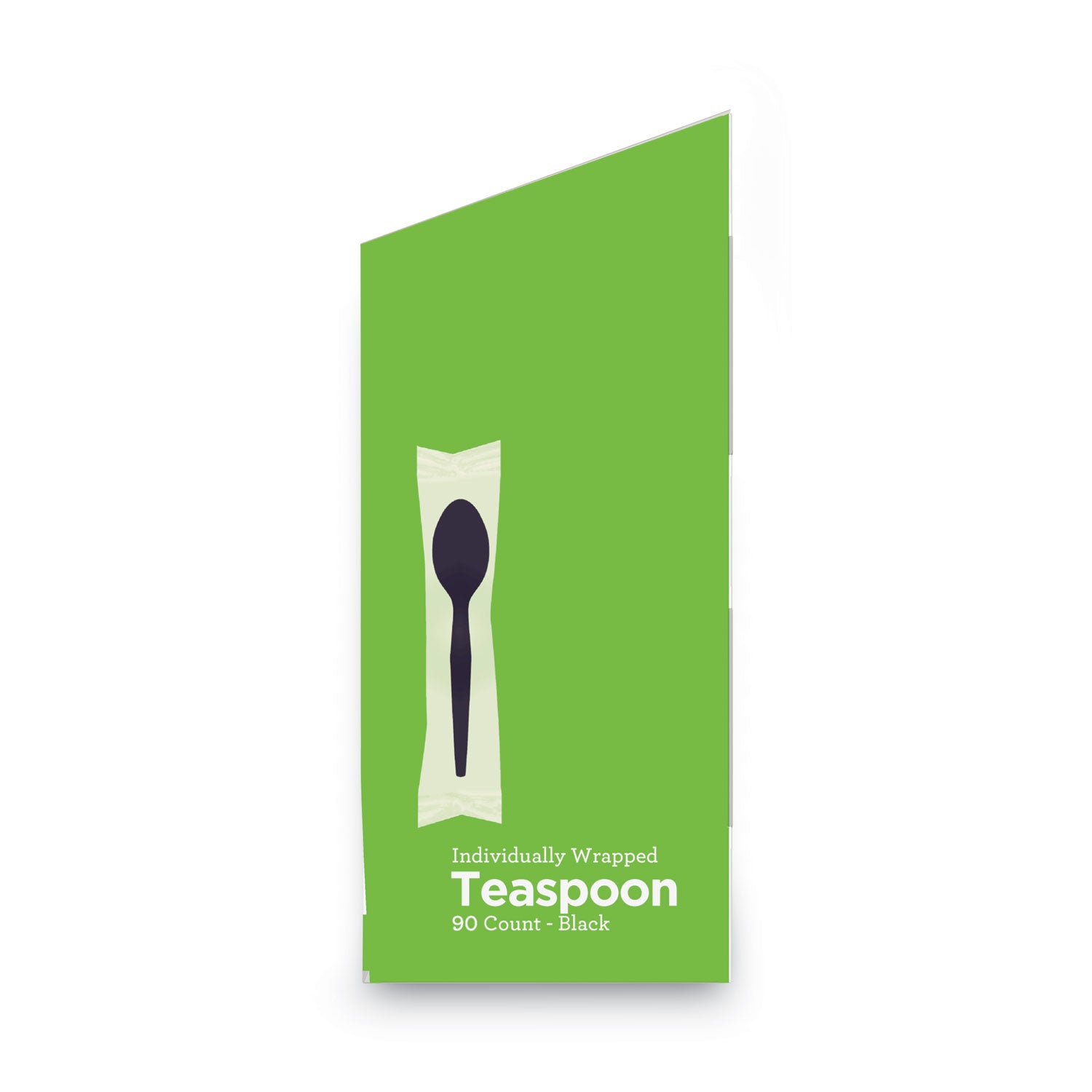 GrabN Go Wrapped Cutlery, Teaspoons, Black, 90/Box, 6 Box/Carton