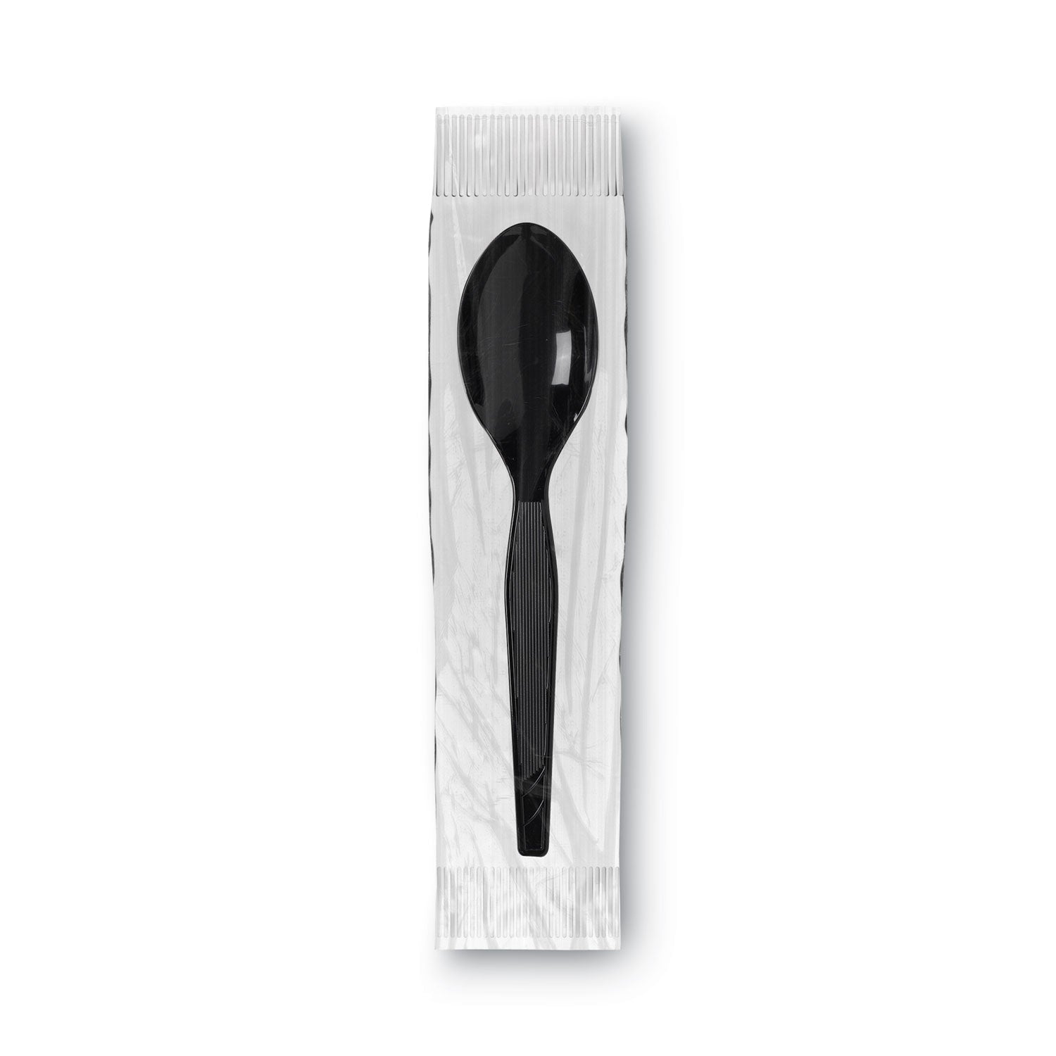 GrabN Go Wrapped Cutlery, Teaspoons, Black, 90/Box, 6 Box/Carton