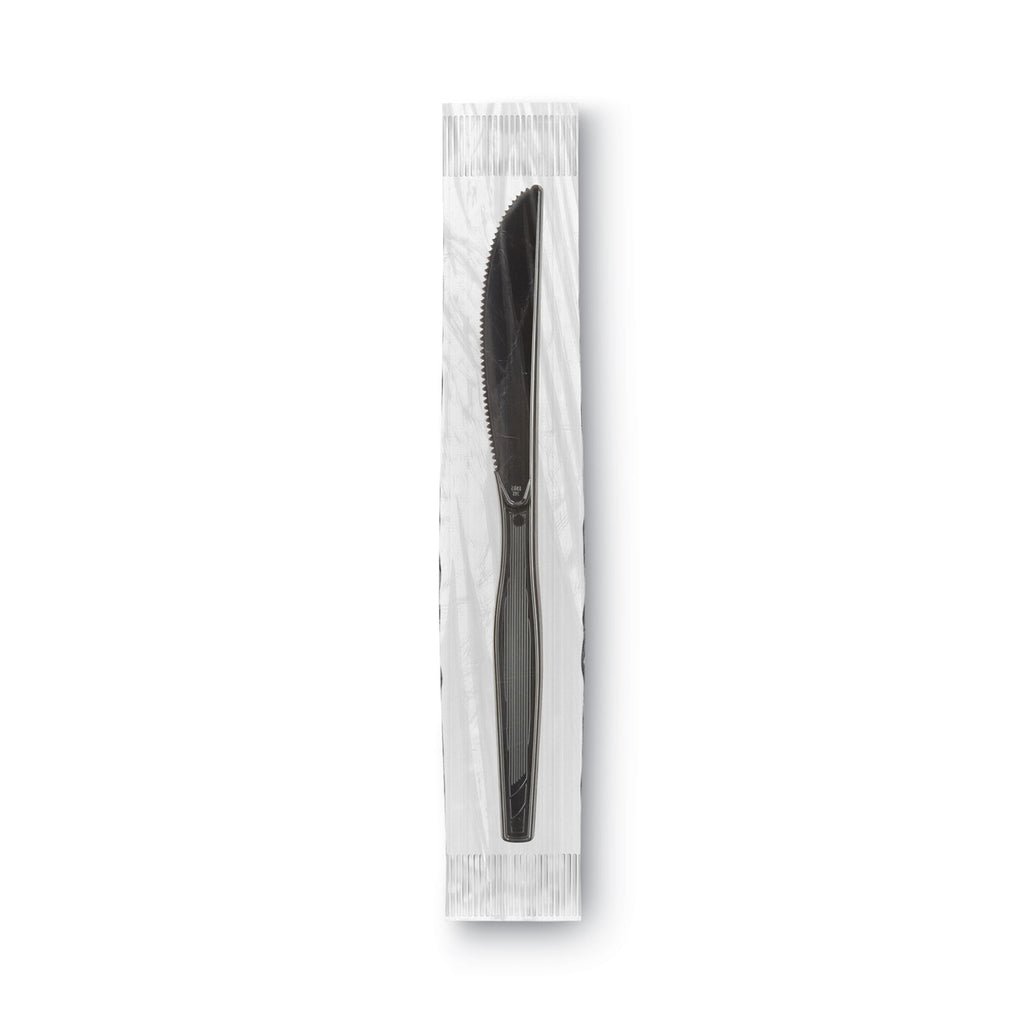 GrabN Go Wrapped Cutlery, Knives, Black, 90/Box