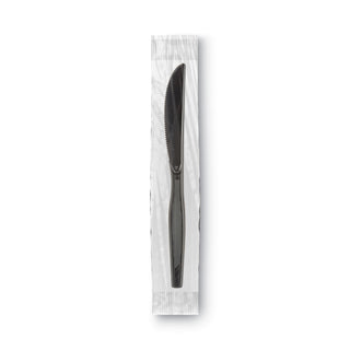 GrabN Go Wrapped Cutlery, Knives, Black, 90/Box