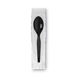 GrabN Go Wrapped Cutlery, Teaspoons, Black, 90/Box
