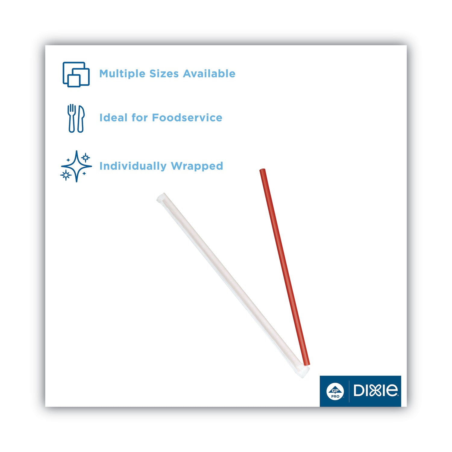 Wrapped Giant Straws, 10.25", Polypropylene, Red, 300/Box, 4 Boxes/Carton - 
