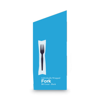 GrabN Go Wrapped Cutlery, Forks, Black, 90/Box, 6 Box/Carton