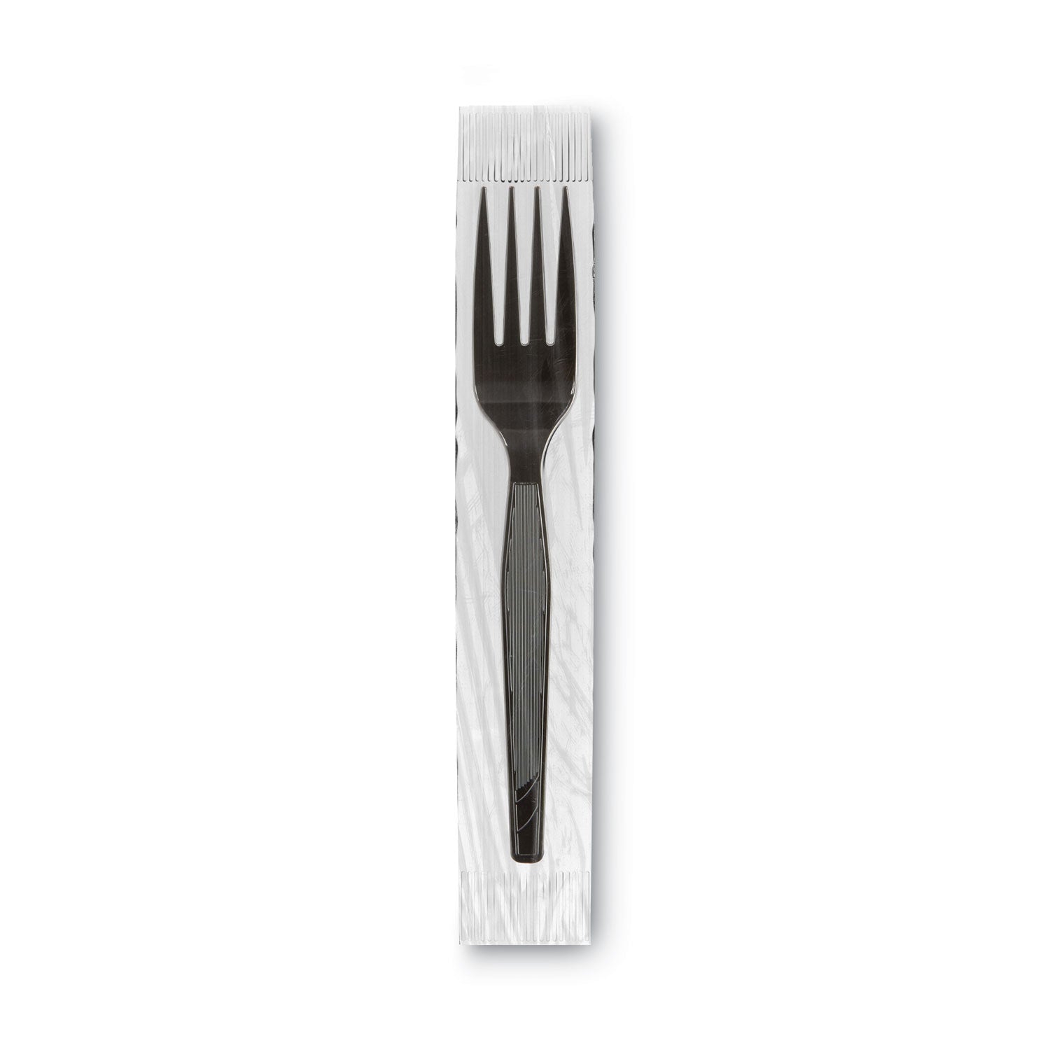 GrabN Go Wrapped Cutlery, Forks, Black, 90/Box - 
