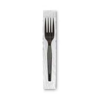 GrabN Go Wrapped Cutlery, Forks, Black, 90/Box