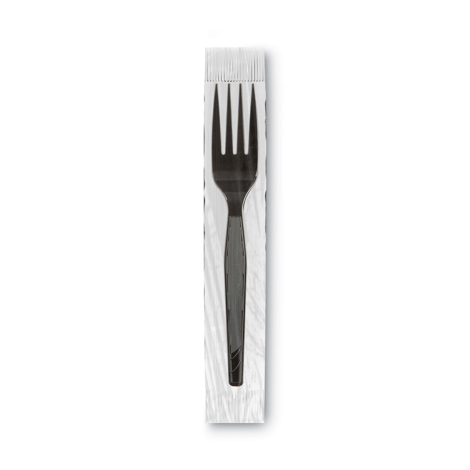 GrabN Go Wrapped Cutlery, Forks, Black, 90/Box