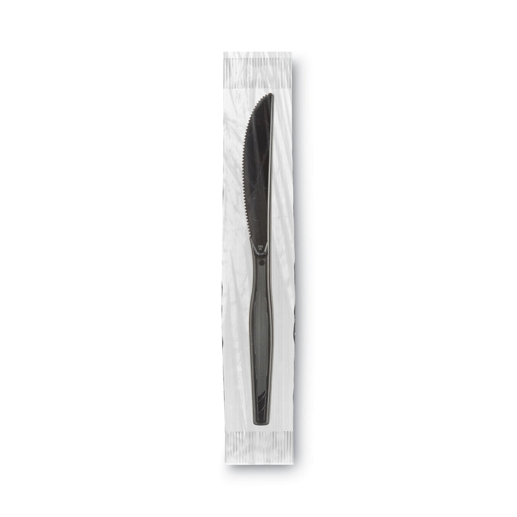 GrabN Go Wrapped Cutlery, Knives, Black, 90/Box, 6 Box/Carton