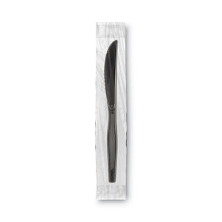 GrabN Go Wrapped Cutlery, Knives, Black, 90/Box, 6 Box/Carton