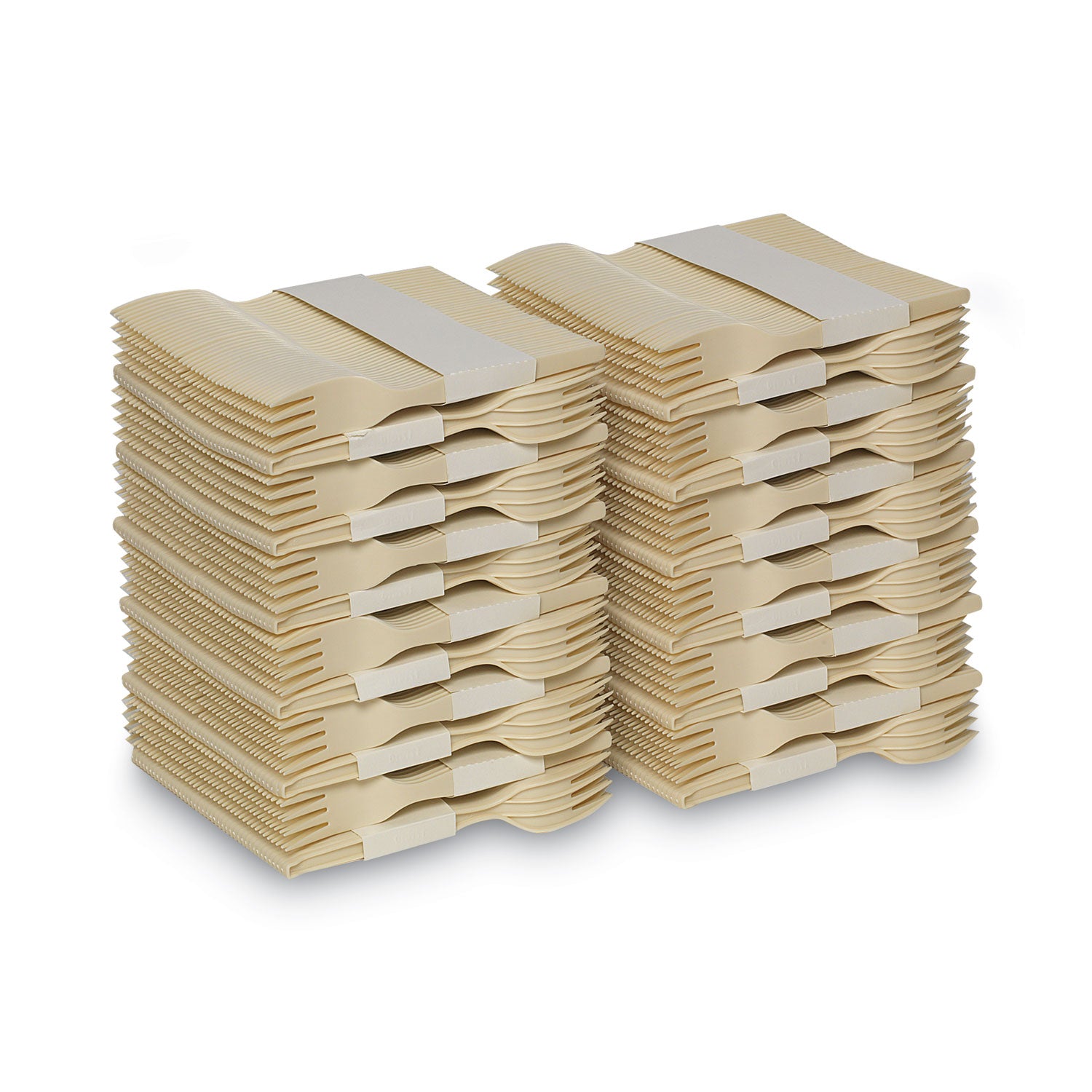 SmartStock Plastic Cutlery Refill, Forks, 6.5", Series-O Mediumweight Bio-Blend, Beige, 40/Pack, 24 Packs/Carton