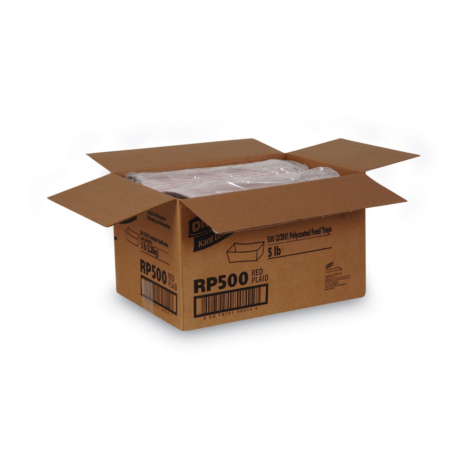 kant-leek-clay-coated-paper-food-tray-5-lb-capacity-93-x-61-x-21-red-plaid-500-carton_dxerp500 - 5