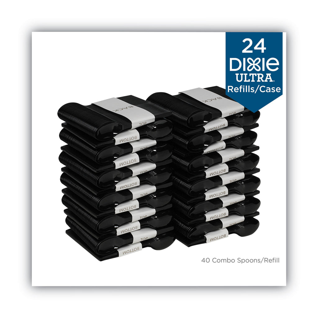 SmartStock Plastic Cutlery Refill, Spoons, 6", Series-O Mediumweight, Black, 40/Pack, 24 Packs/Carton