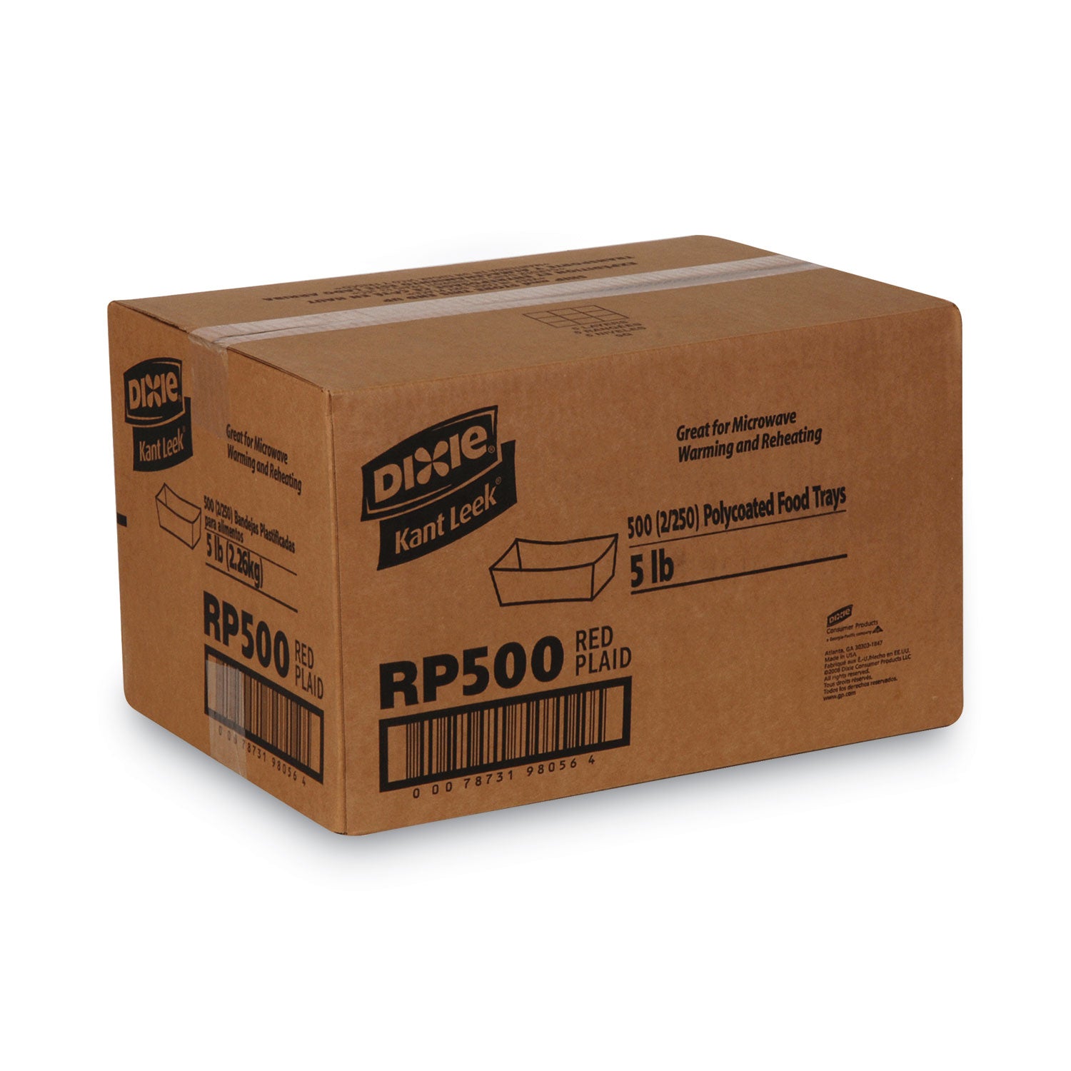 kant-leek-clay-coated-paper-food-tray-5-lb-capacity-93-x-61-x-21-red-plaid-500-carton_dxerp500 - 6