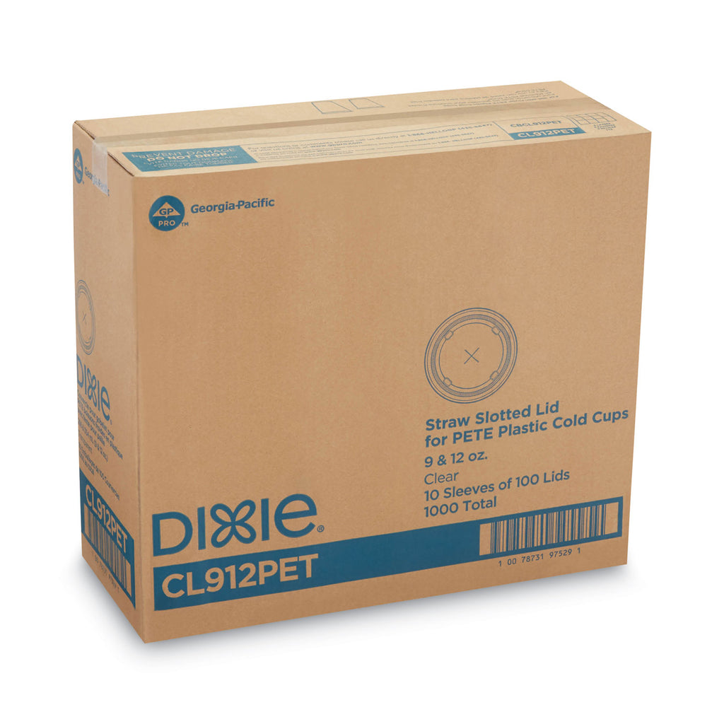 Cold Drink Cup Lids, Fits 9 oz to 12 oz Plastic Cold Cups, Clear, 100/Sleeve, 10 Sleeves/Carton