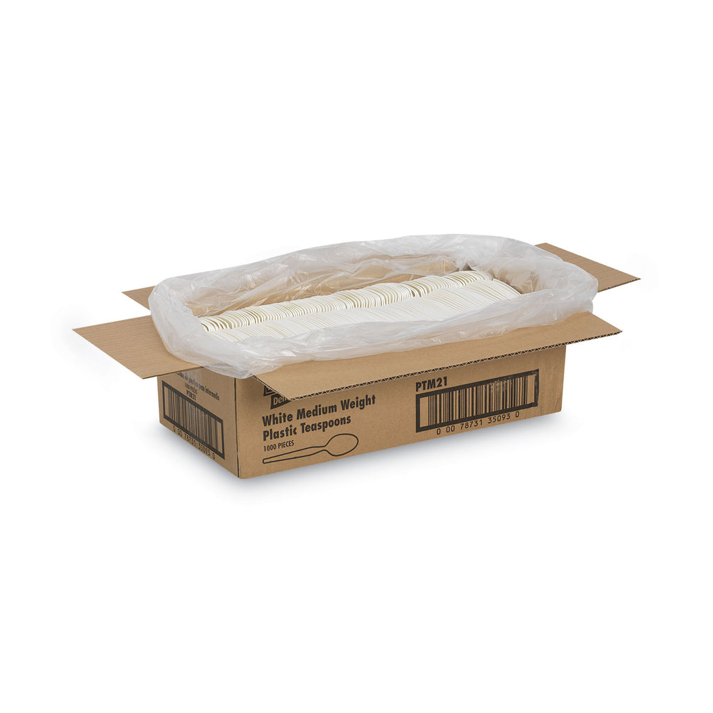 Plastic Cutlery, Mediumweight Teaspoons, White, 1,000/Carton