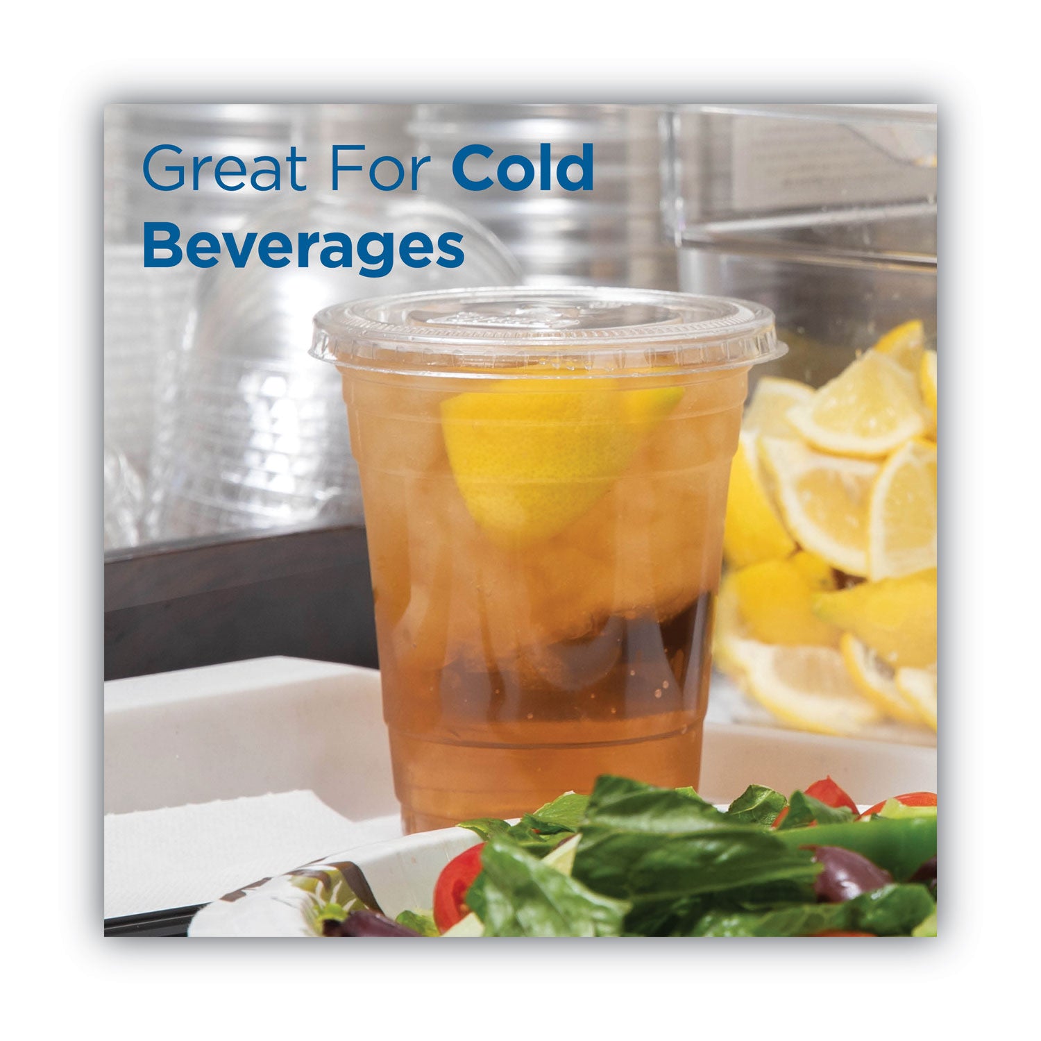 Cold Drink Cup Lids, Fits 9 oz to 12 oz Plastic Cold Cups, Clear, 100/Sleeve, 10 Sleeves/Carton