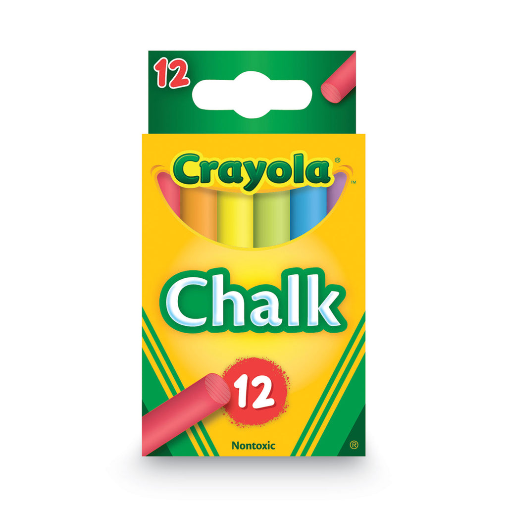 Chalk, 3" x 0.38" Diameter, 6 Assorted Colors, 12 Sticks/Box