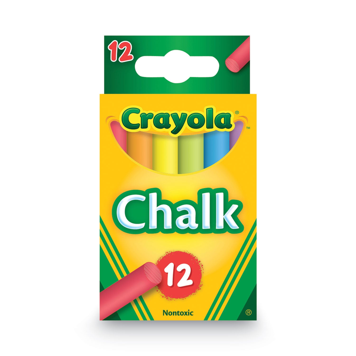 Chalk, 3" x 0.38" Diameter, 6 Assorted Colors, 12 Sticks/Box - 