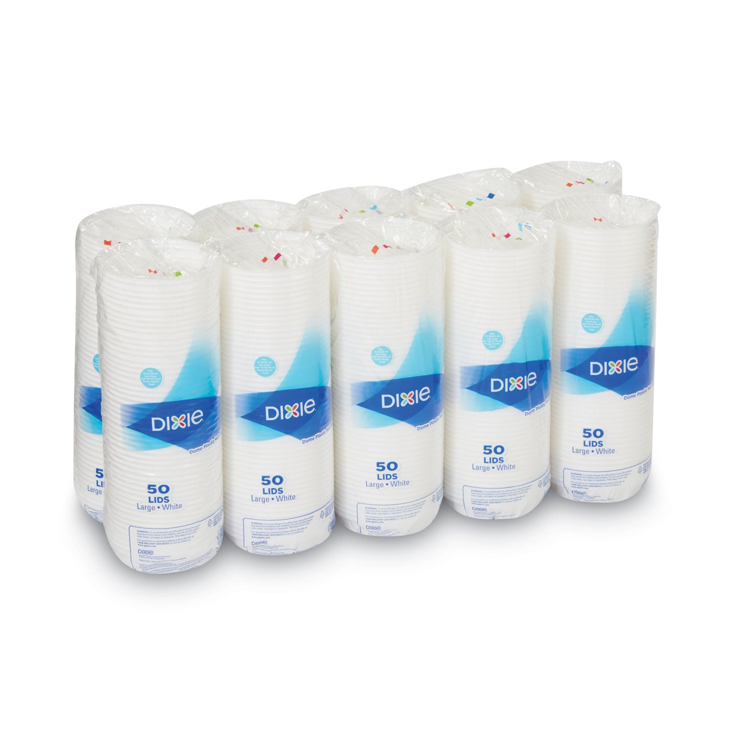 White Dome Lid Fits 10 oz to 16 oz Perfectouch Cups, 12 oz to 20 oz Hot Cups, WiseSize, 500/Carton