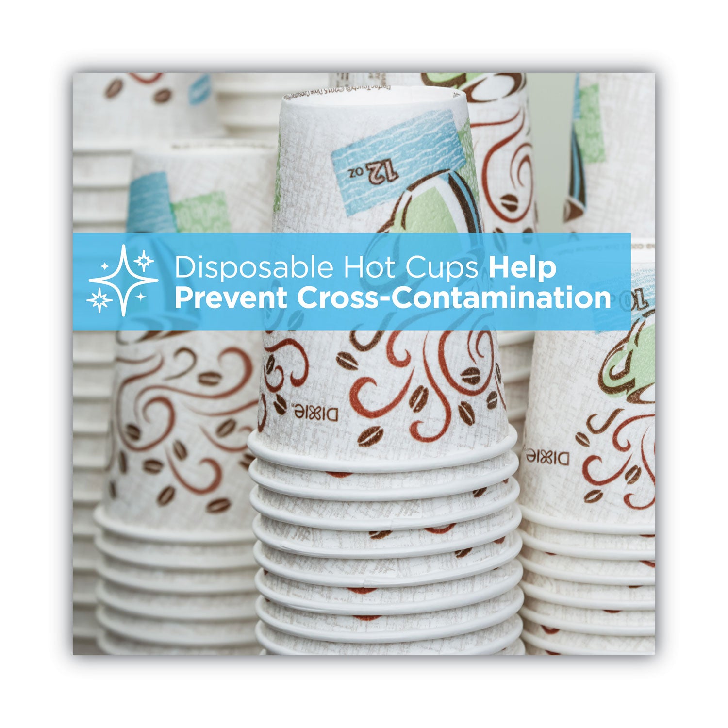 PerfecTouch Paper Hot Cups and Lids Combo, 10 oz, Multicolor, 50 Cups/Lids/Pack - 